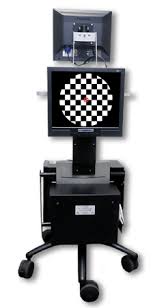 A black and white Diopsys-Vep vision testing machine.
